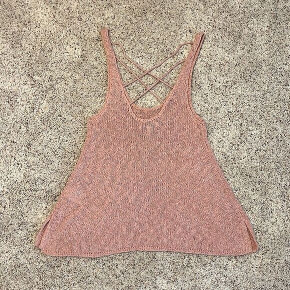 American Eagle Pink Cross Back Sweater Tank Top Small - Picture 3 of 7